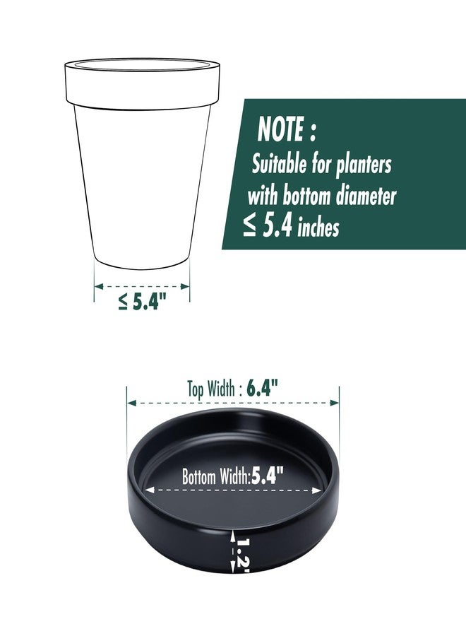 D'vine Dev Modern Round 5.4 Inch Ceramic Plant Pot Saucer, Planter Pot Drainage Tray for Indoor Plants, Matte Black, 97-T-B-2 - Image 2